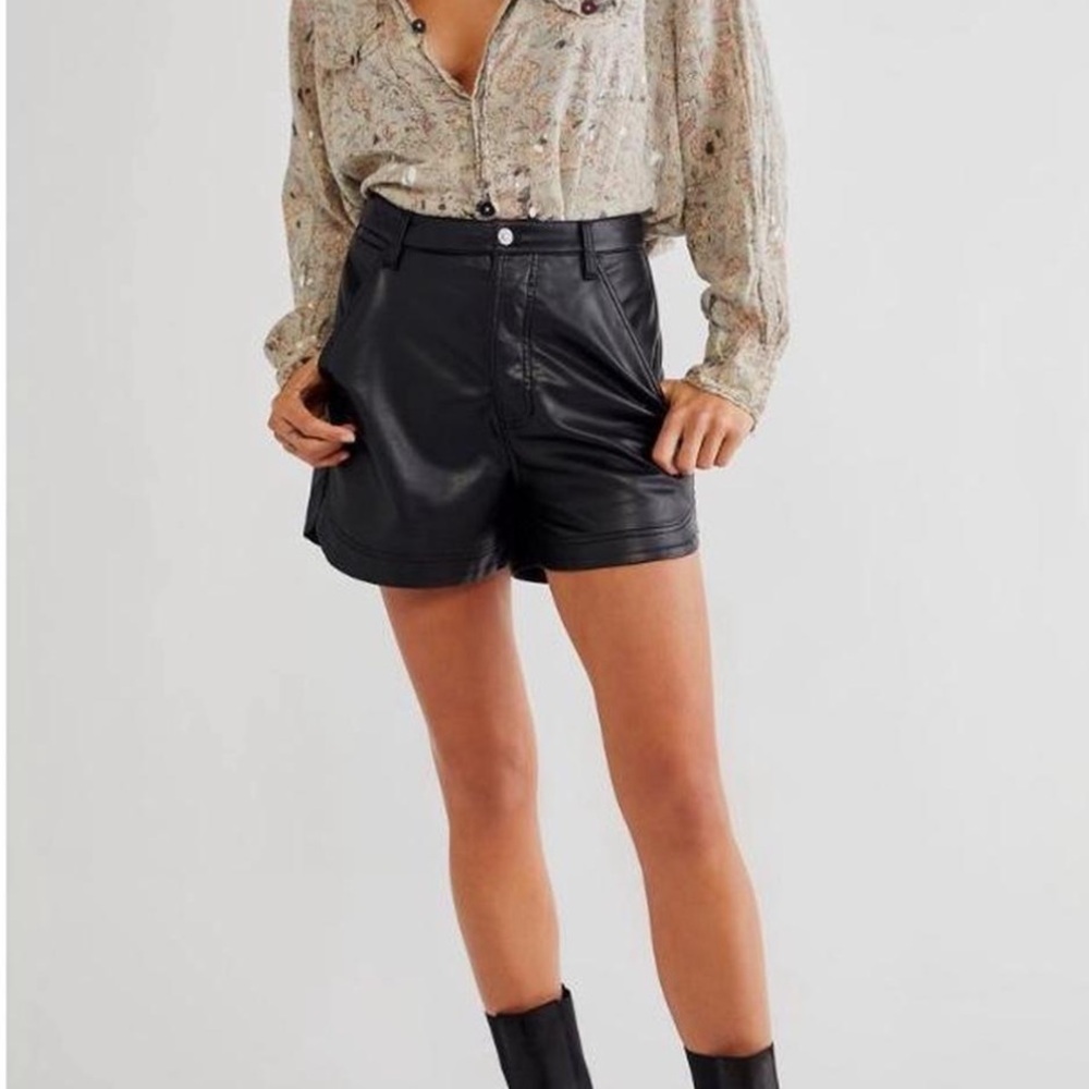 Free People High Rise Faux Leather Shorts